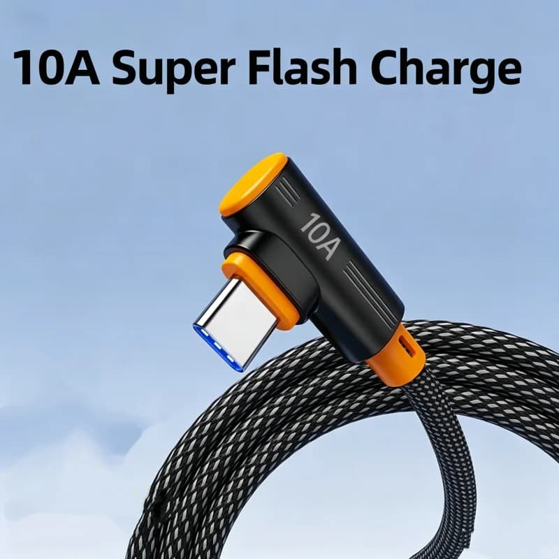 240W Super Flash Charging Data Cable USB To Type C 90° Elbow Data Cable 1M/1.5M/2M/3M Fast Charging For Samsung Huawei iphone