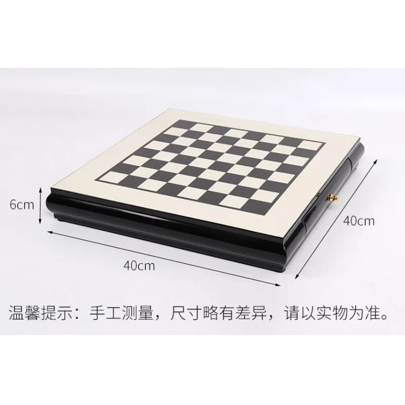 Premium Wooden Chess Set Zinc Alloy Plated Chess Pieces Drawer Storage Chessboard Decorative Craft Gift For Collection