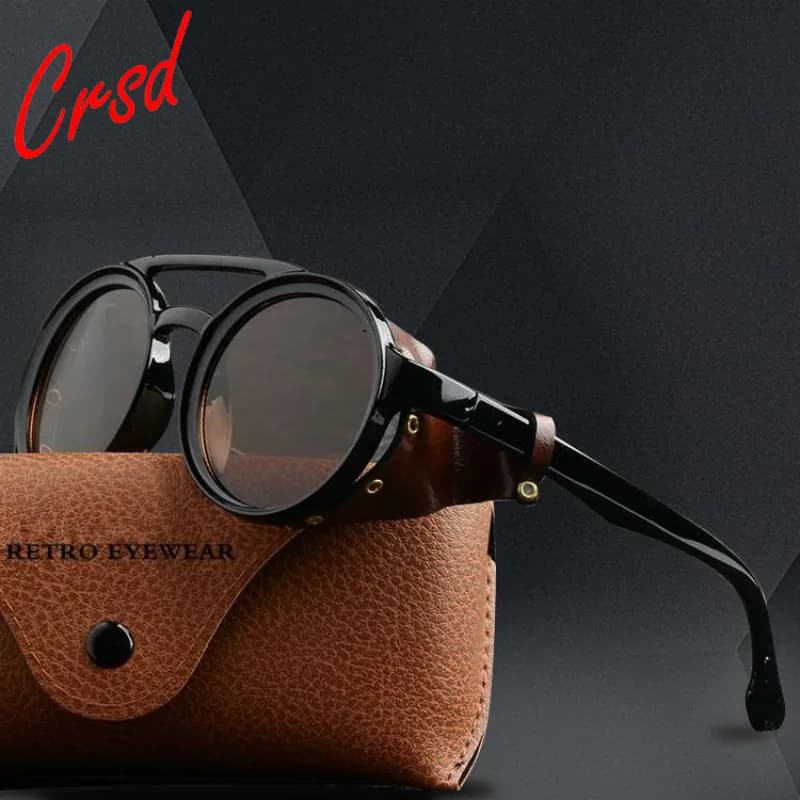 CRSD 2022 Retro Round Steampunk sunglasses Vintage Brand Design men's sunglasses Vintage UV400 Shades Eyewear Oculos De Sol