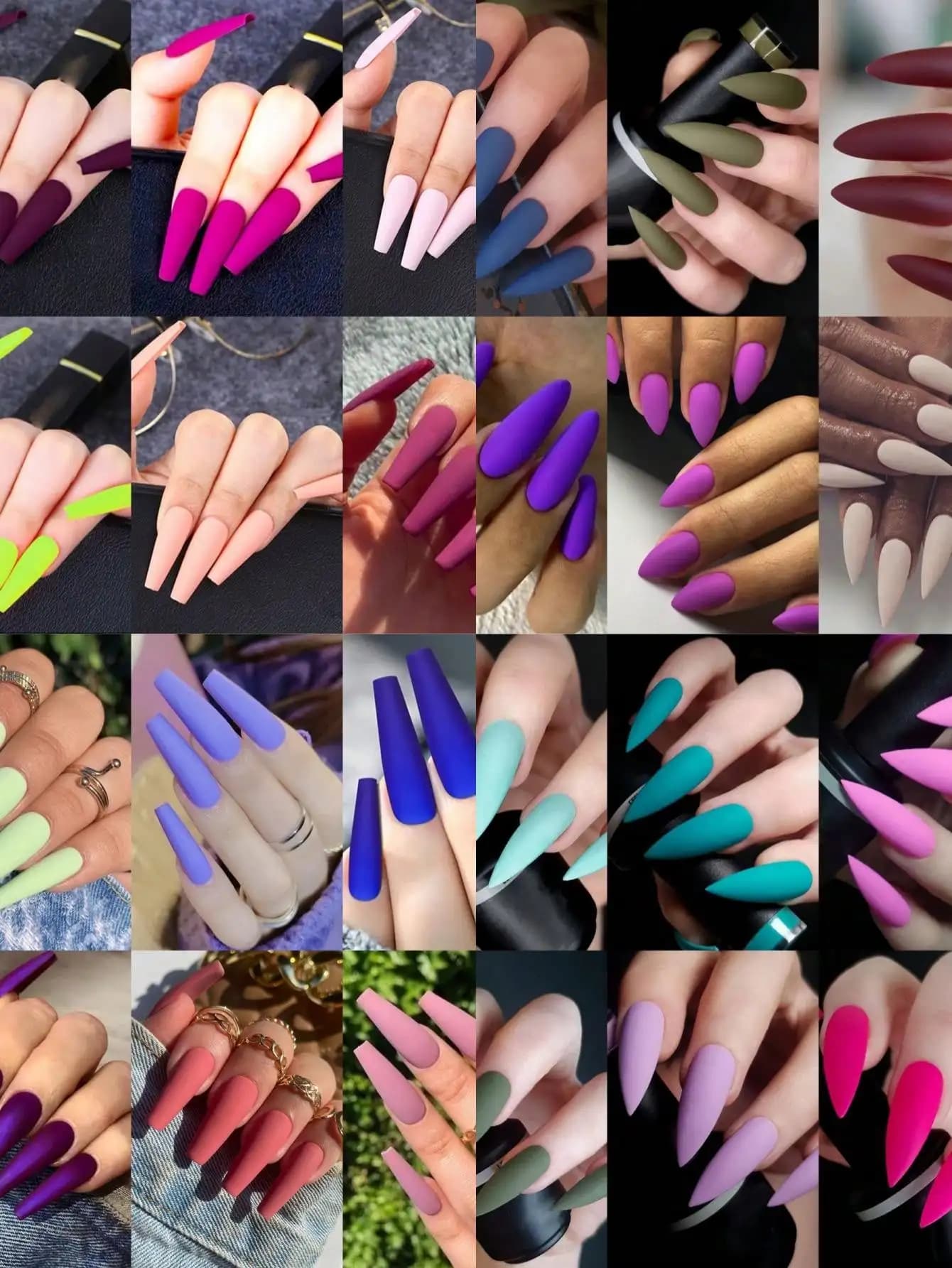 288 Pezzi/Set Adesivi per Unghie Opachi Colorati, Unghie Finte, Accessori per Unghie