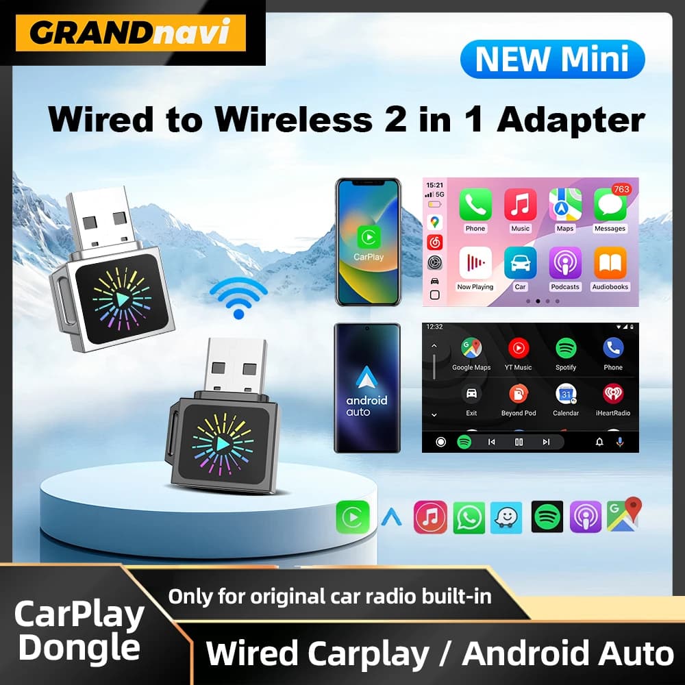 Nuovo 2IN1 Smart Mini Box Wireless CarPlay Android Auto Adattatore USB Dongle Plug Play Per VW Toyota Nissan Honda Ford Benz KIA MG