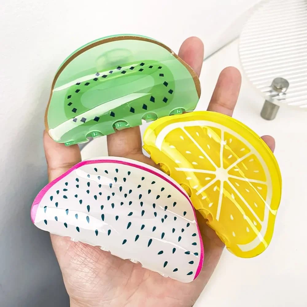 Creative Hair Clips Fruit Shaped Beautiful Acrylic Hair Clips with Cartoon Fruit Woman Hair Accessories
