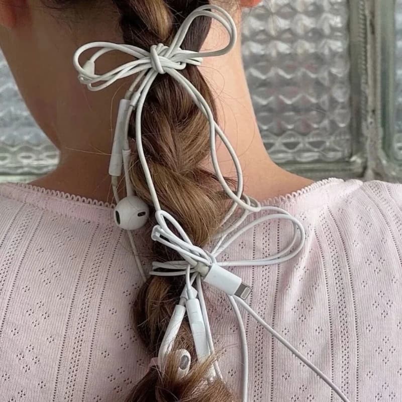 Creative Bowknot Hair Pins Made of Simulated Headphone Cable Hairclip Cute Novelty Hair Ornaments Women Street Match Decorations