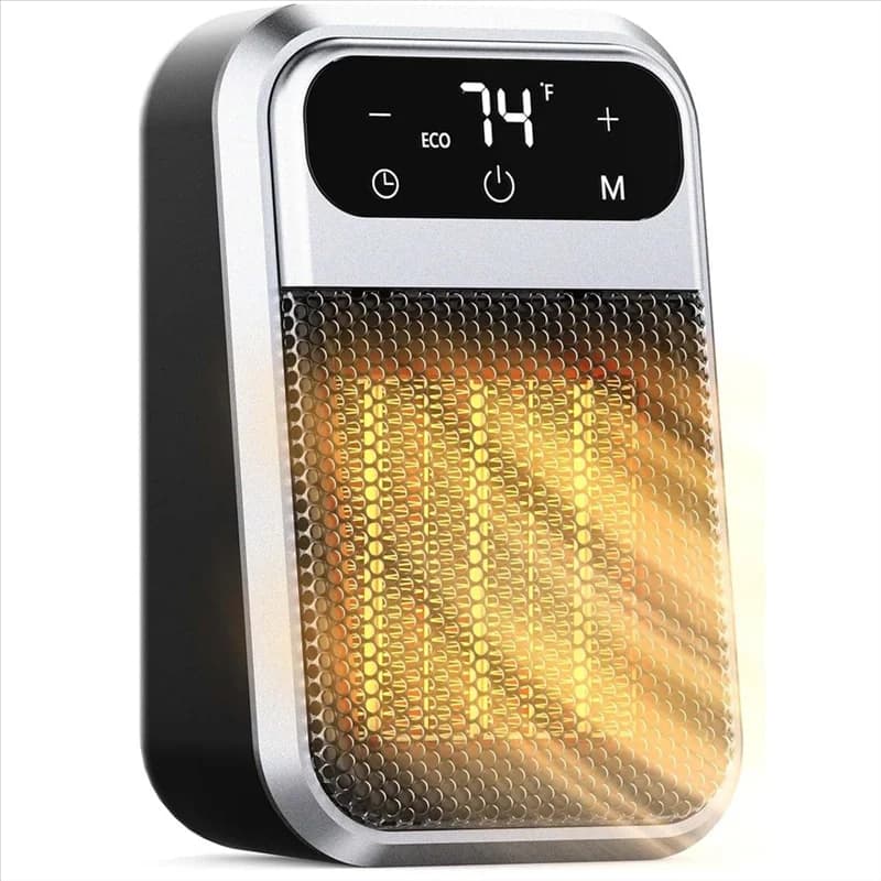 B59B-Smart Plug-In Heater, electric wall heater with remote control and timer, adjustable thermostat, European plug for dorm or bedroom