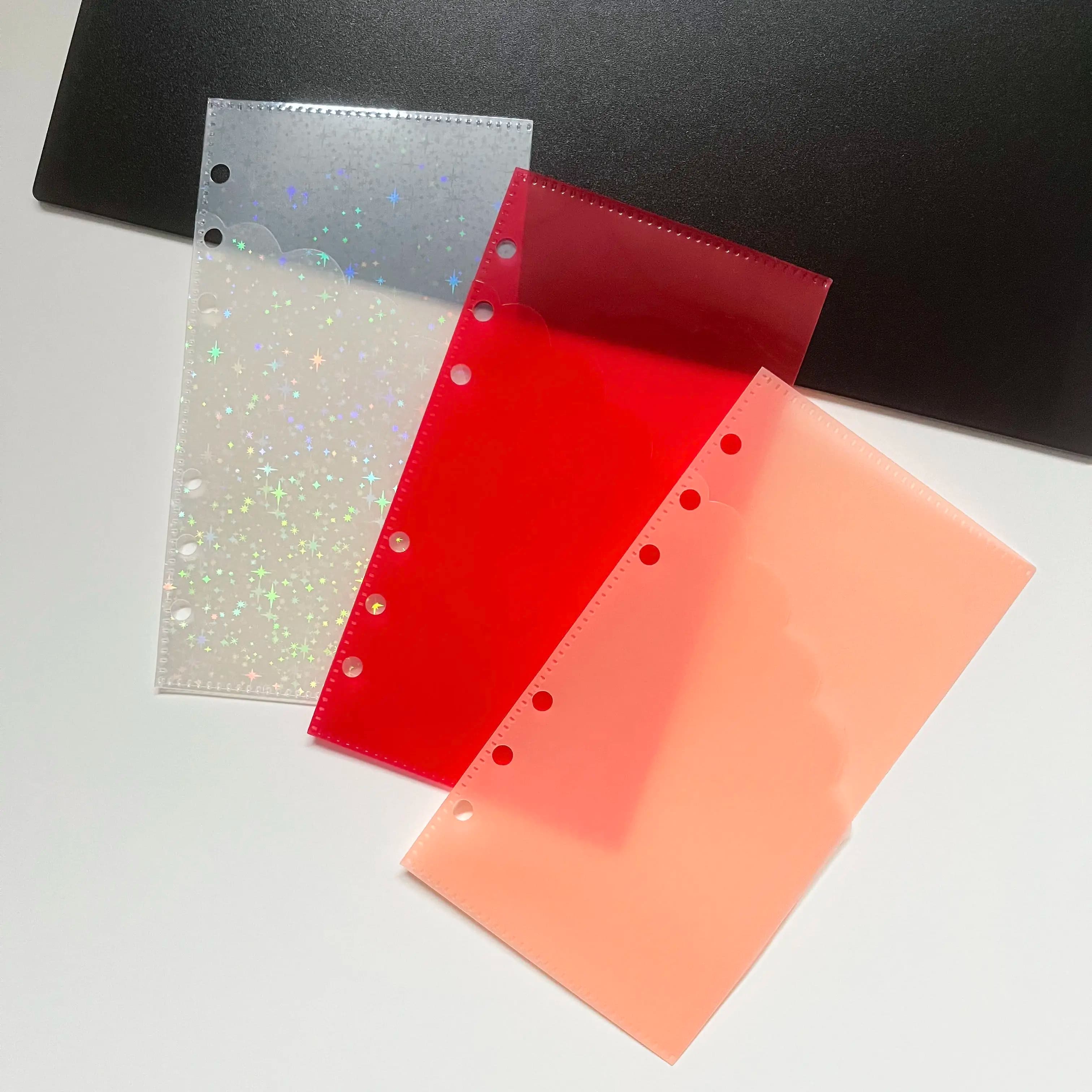Divisore di indice di carta a doppio strato A6 PP 6 fori per raccoglitore Planner Notebook Cancelleria Notebook Divisore di carta Accessori