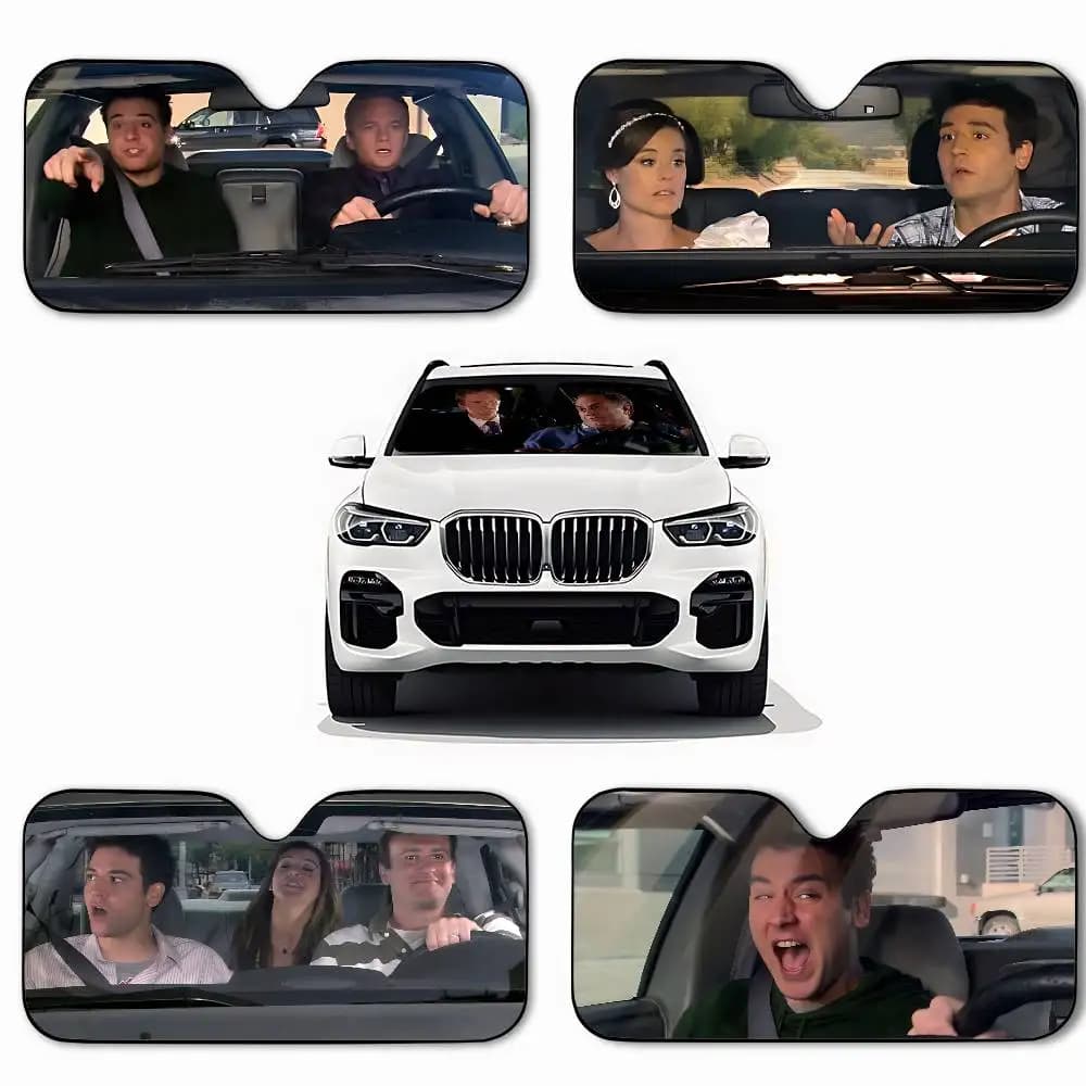 Parasole Divertente per Auto con Scritta 'H-How I Met Your M-Mother', Pieghevole, Protezione UV per Parabrezza Anteriore