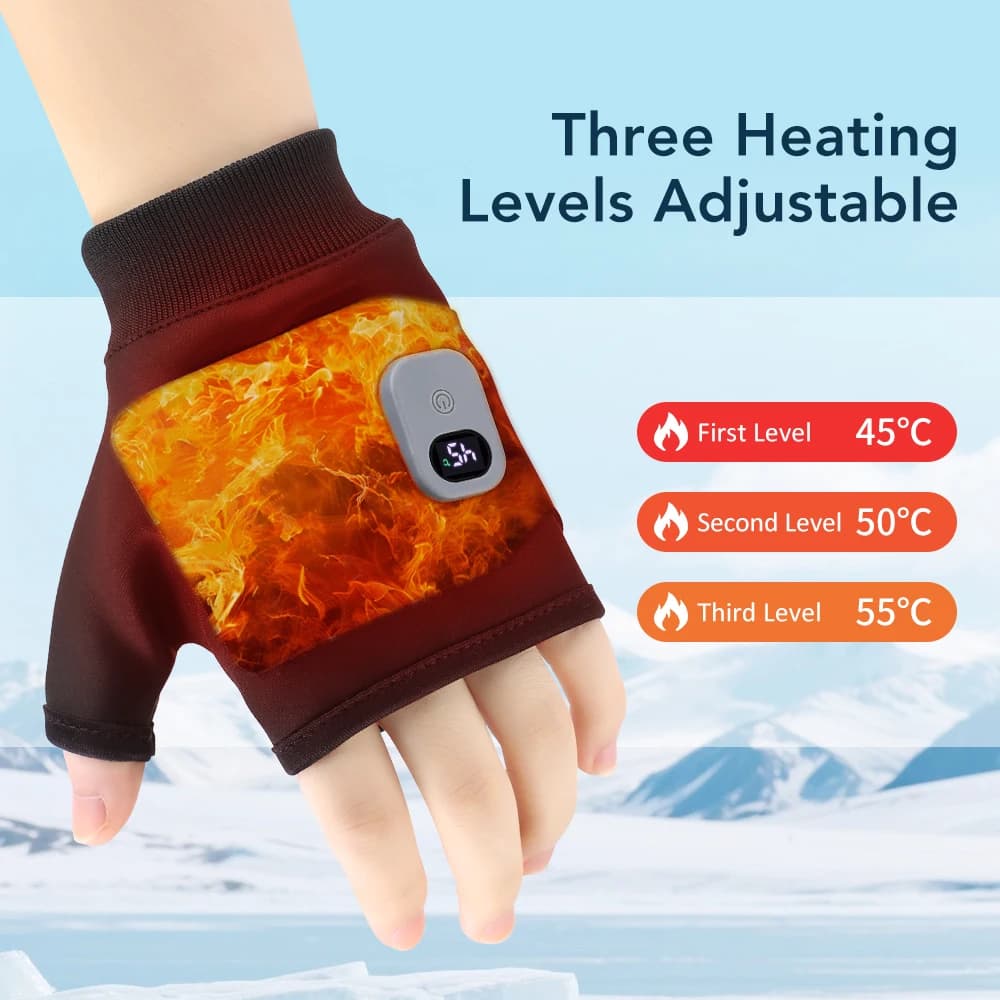 Electric Wireless Heating Gloves Thermal heaters with temperature adjustment at 3 levels for outdoor excursions Bike charging