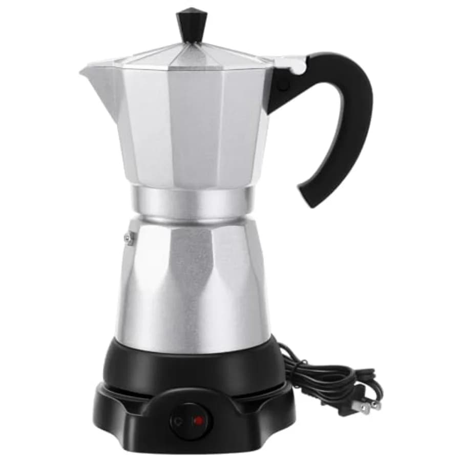 Caffettiera Elettrica per Espresso da 6 Tazze, Macchina per Moka Italiana da 300ml, Macchina per Espresso Portatile in Alluminio, Cafetera Moka