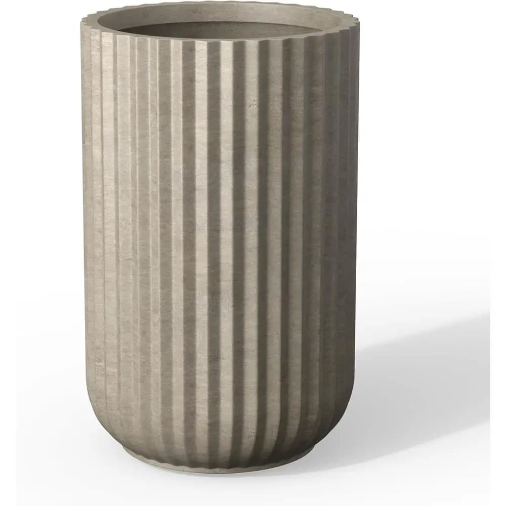 Vaso per Piante in Cemento Rotondo Alto 45 cm con Drenaggio, Adatto per Piante da Esterno e Interno, Aspetto Invecchiato