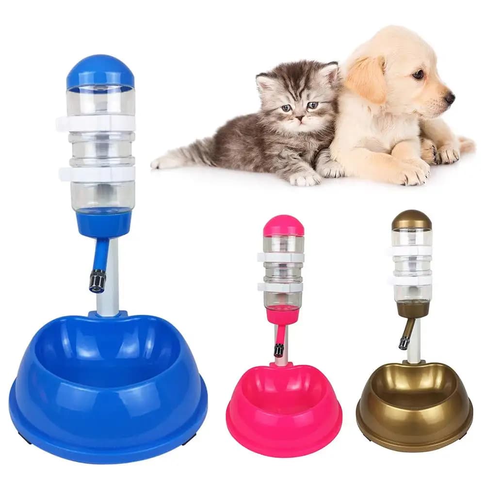 Dispenser d'Acqua per Cani e Gatti, Bottiglia in Plastica, Fontanella Automatica Multicolore, Ciotola per Cibo, Mangiatoia per Criceti