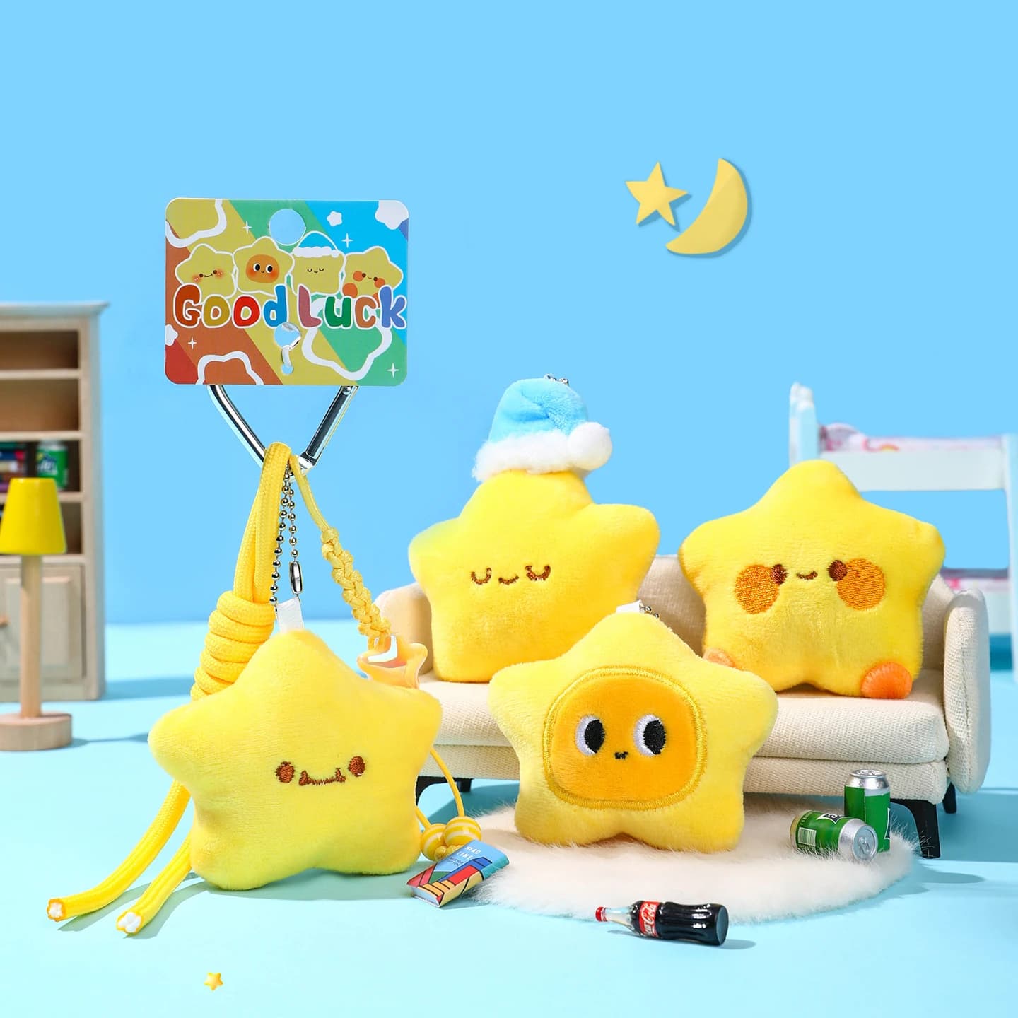 Portachiavi originale per bambola piccola stella in peluche per ciondolo zainetto da ragazza, piccolo accessorio, portachiavi per coppia, regalo