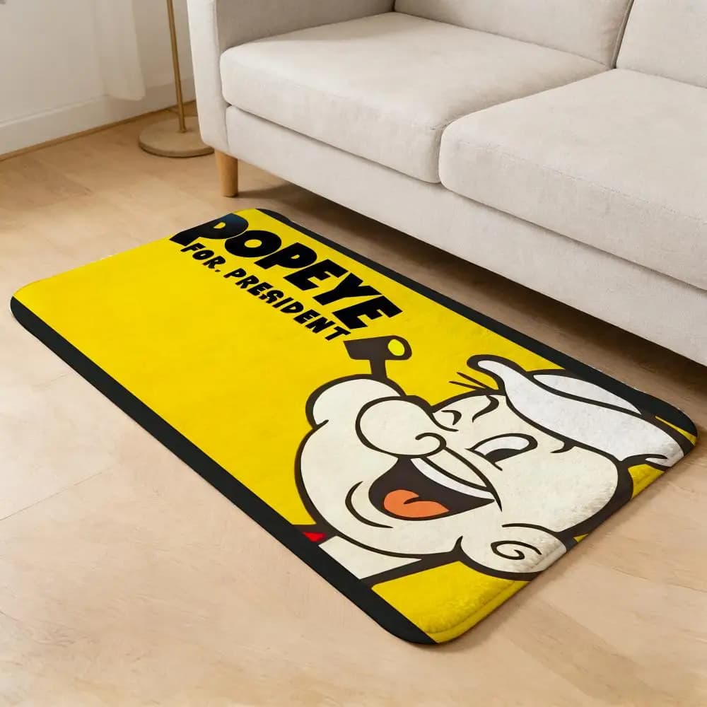 Tappetino da interno in flanella con cartone animato P-Popeye il marinaio, tappetino per porta antiscivolo, assorbente e lavabile, per interni domestici