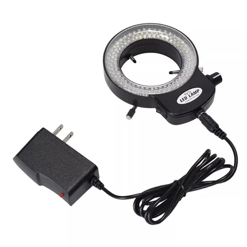 MIC-209 Sorgente luminosa per microscopio regolabile con paralume completamente trasparente Sorgente luminosa industriale ad anello a LED 144 perline lampada 63MM