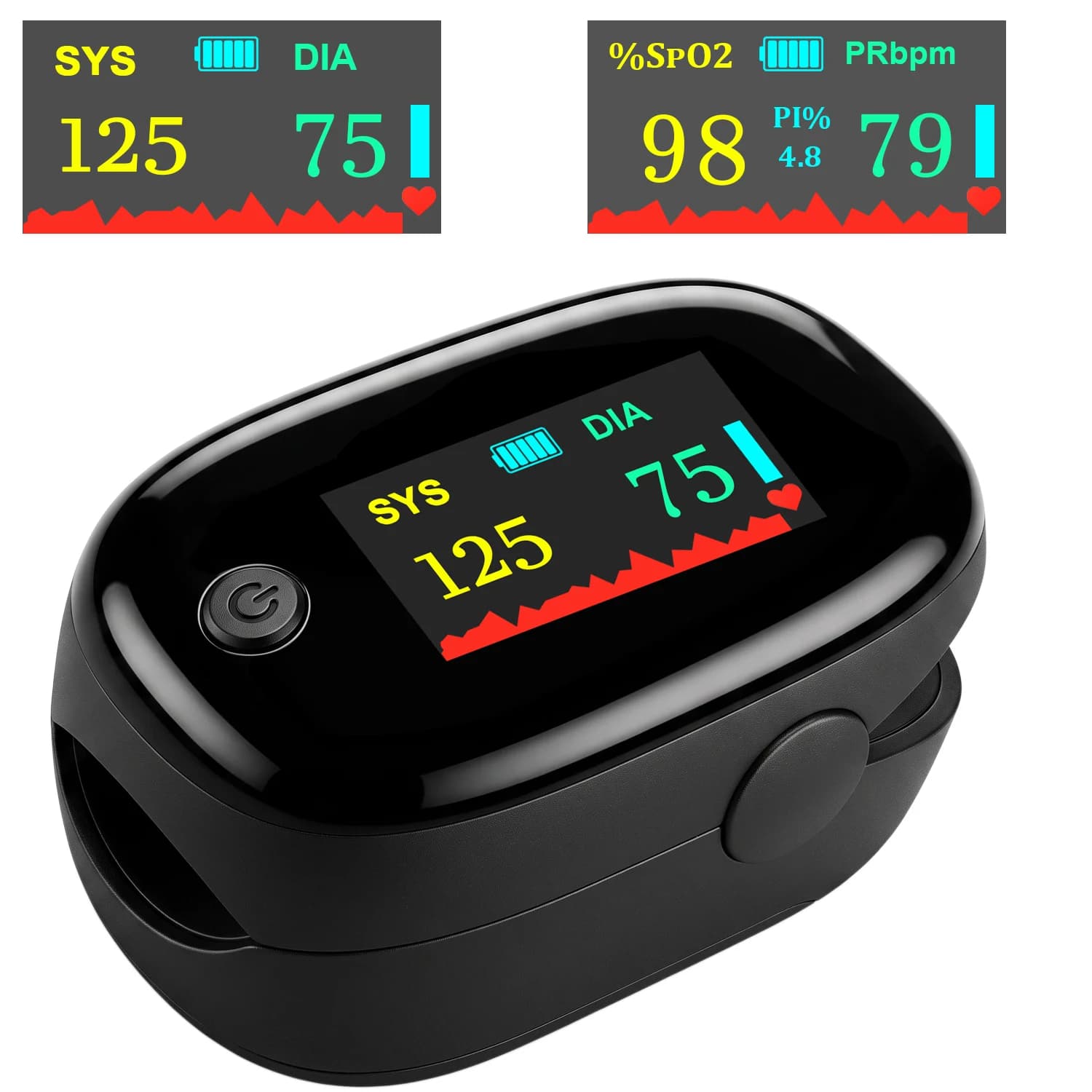 All-in-One Finger Oximeter & BP Machine, Measure Oxygen Saturation, Heart Rate, Blood Pressure for Kids Adults