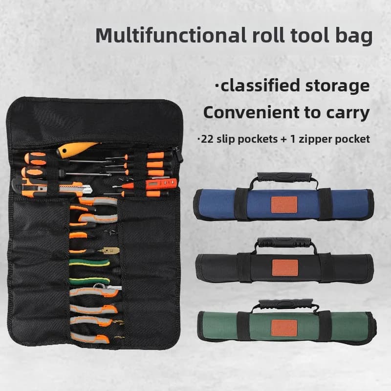 Wear-resistant Oxford cloth multi-functional maintenance tool kit, roll-type multi-pocket portable tool handbag