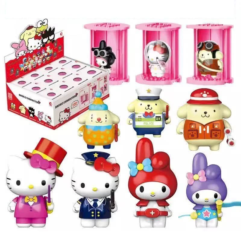 Autentico Sanrio Blind Box HelloKitty Cinnamoroll MY MELODY KUROMI, Giocattolo Puzzle Assemblabile, Ornamento da Scrivania Fatto a Mano, Regalo per Bambini