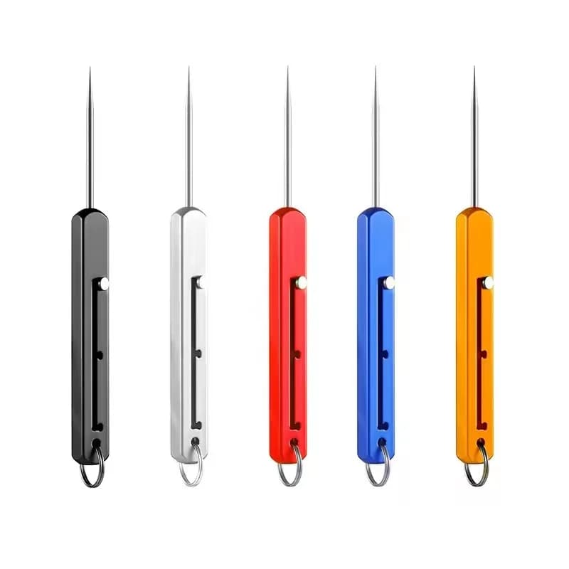 Stuzzicadenti retrattile portatile EDC Lega di titanio ad alta resistenza Primavera Push-pull Plettro di frutta Portachiavi regalo Ciondolo Stuzzicadenti