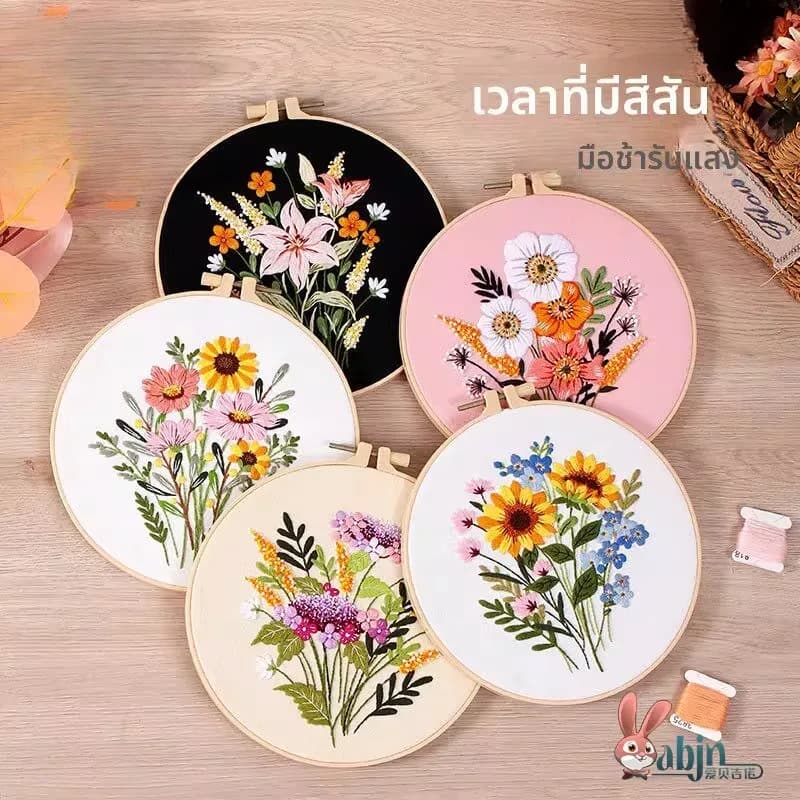 Kit Materiale Fai da Te per Ricamo Artigianale Stile Francese, Bouquet Floreale 3D in Tessuto, Kit per Cucito e Ricamo Stile Suzhou
