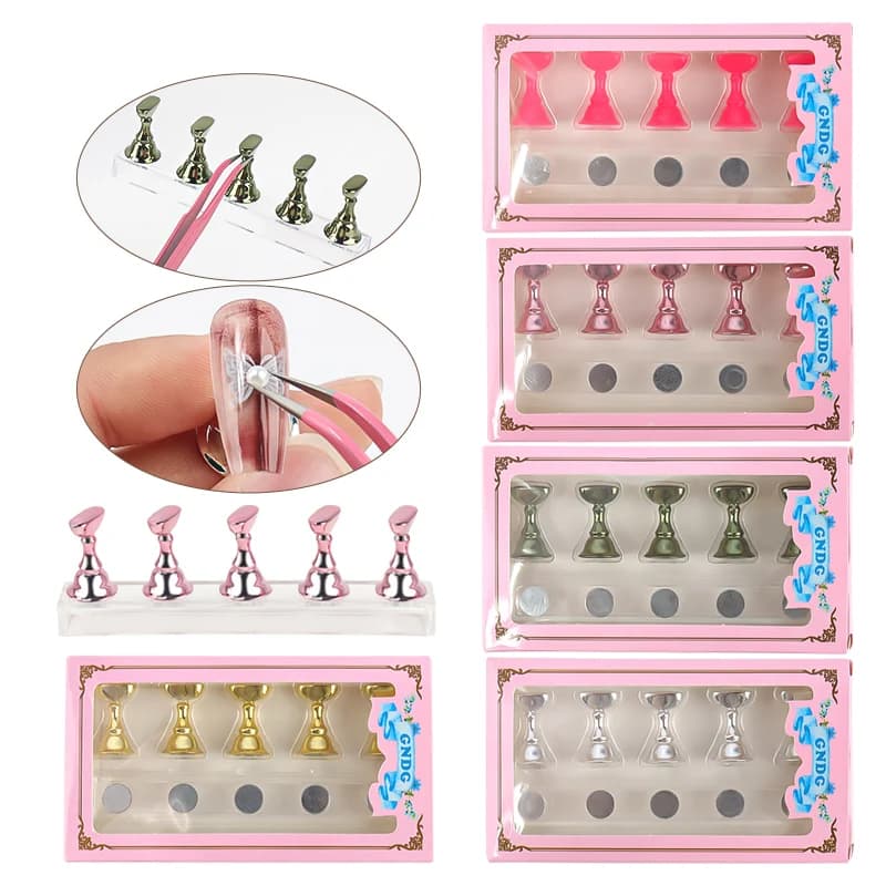 5 pezzi di scacchi punte magnetiche per unghie pratica espositore set supporto per nail art in acrilico smalto gel UV che mostra scaffale per manicure