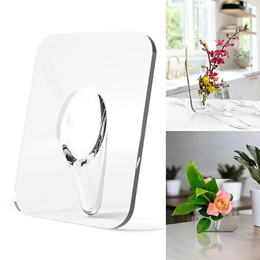 Picture Frame Unique Flower Vase - 8 x 6 Inch Clear Acrylic Single Flower Vase for Centerpieces. Minimalist Home Decor Vases. C