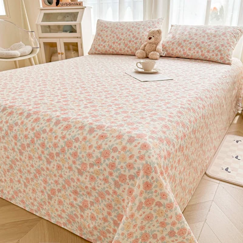Soft Bedsheet Floral Style Bed Linen Skin-friendly Flat Sheet for Adults Kids Room Single Sheets Sabanas (Pillowcase Need Order)