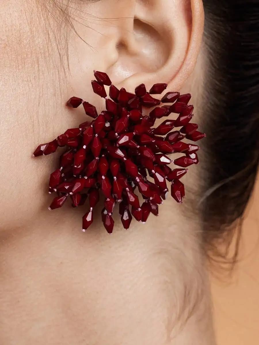 1 Pair Handmade Lightweight Minimalist Earrings, Unique Fashion Casual Red Design