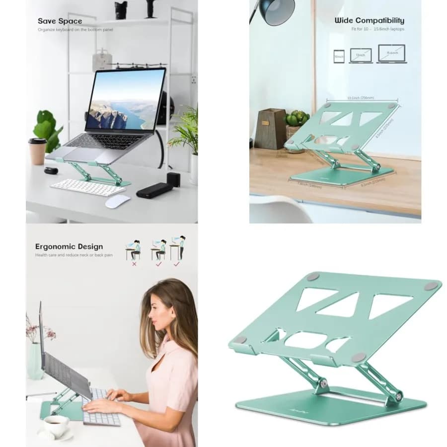 Supporto Regolabile per Laptop da Scrivania, Supporto Portatile e Rialzo per Notebook, Stand Pieghevole in Alluminio per MacBoo