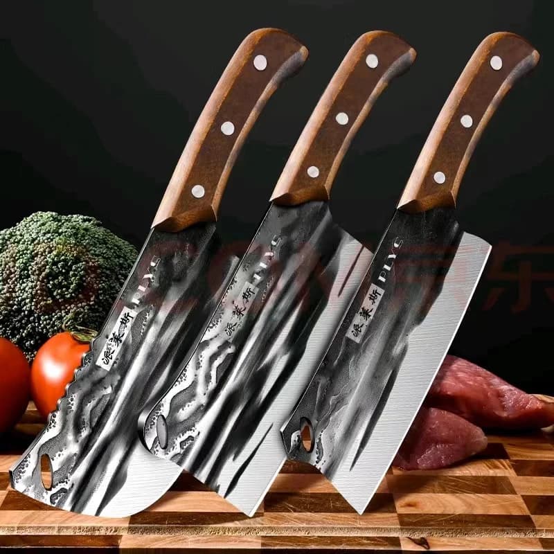 Longquan 5Cr Forged Kitchen Knife, Chicken Wing Wood Handle Multipurpose Cleaver for Bone Chopping, Vegetable & Meat Cutting