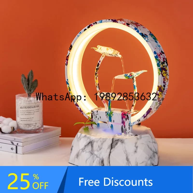 YFY Fontana da tavolo per interni Ornamento per flusso d'acqua per soggiorno Ufficio Ingresso Umidificazione dell'acqua Caratteristica Decorazione della casa