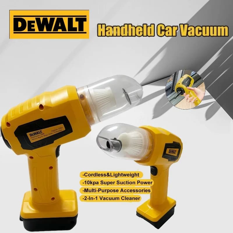 Aspirapolvere portatile Dewalt per auto, potenza di aspirazione 10Kpa, raccoglitore di polvere senza fili, pratico strumento elettrico con funzione soffiante, per batterie da 18-20V