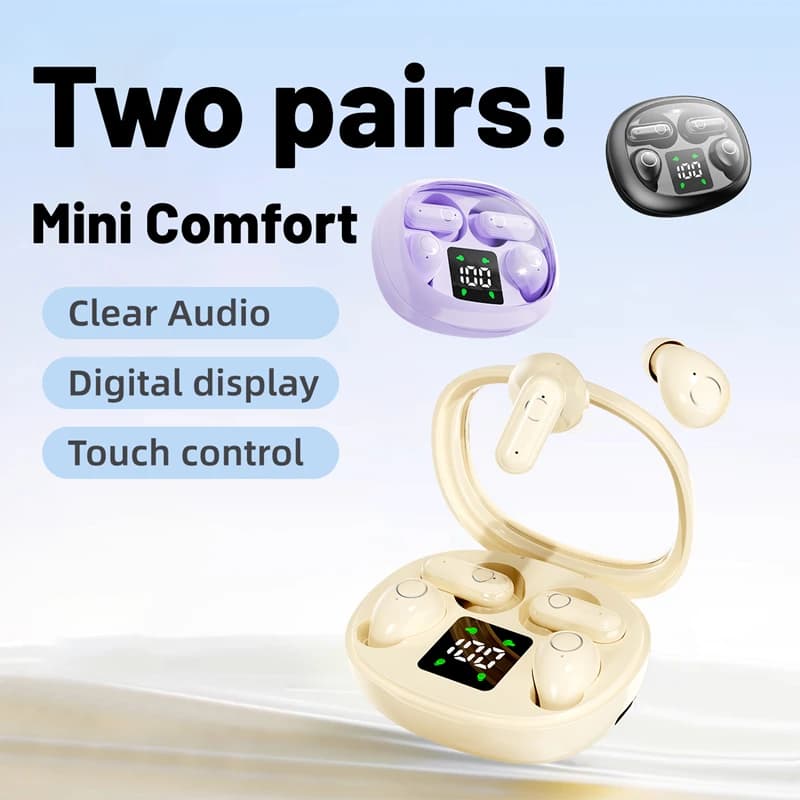 Bluetooth Wireless Headphones for Sleep, 2 Paia, Invisible Sports Headphones with Microphone for Work, Sport and Rest