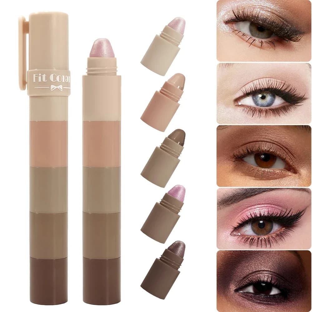 Ombretto multiuso Stick 5 IN1 Penna luccicante con glitter perlato, impermeabile, a lunga durata, senza sbavature, setosa