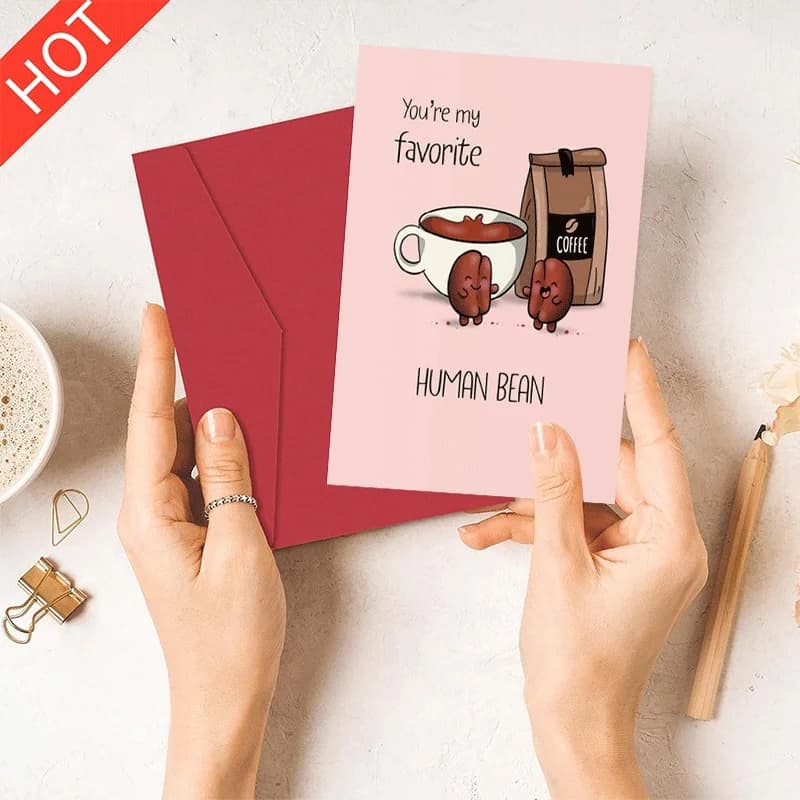 Biglietto d'auguri a tema caffè, 'Sei la mia persona preferita' con gioco di parole, biglietto divertente per amico, amante, compleanno, San Valentino