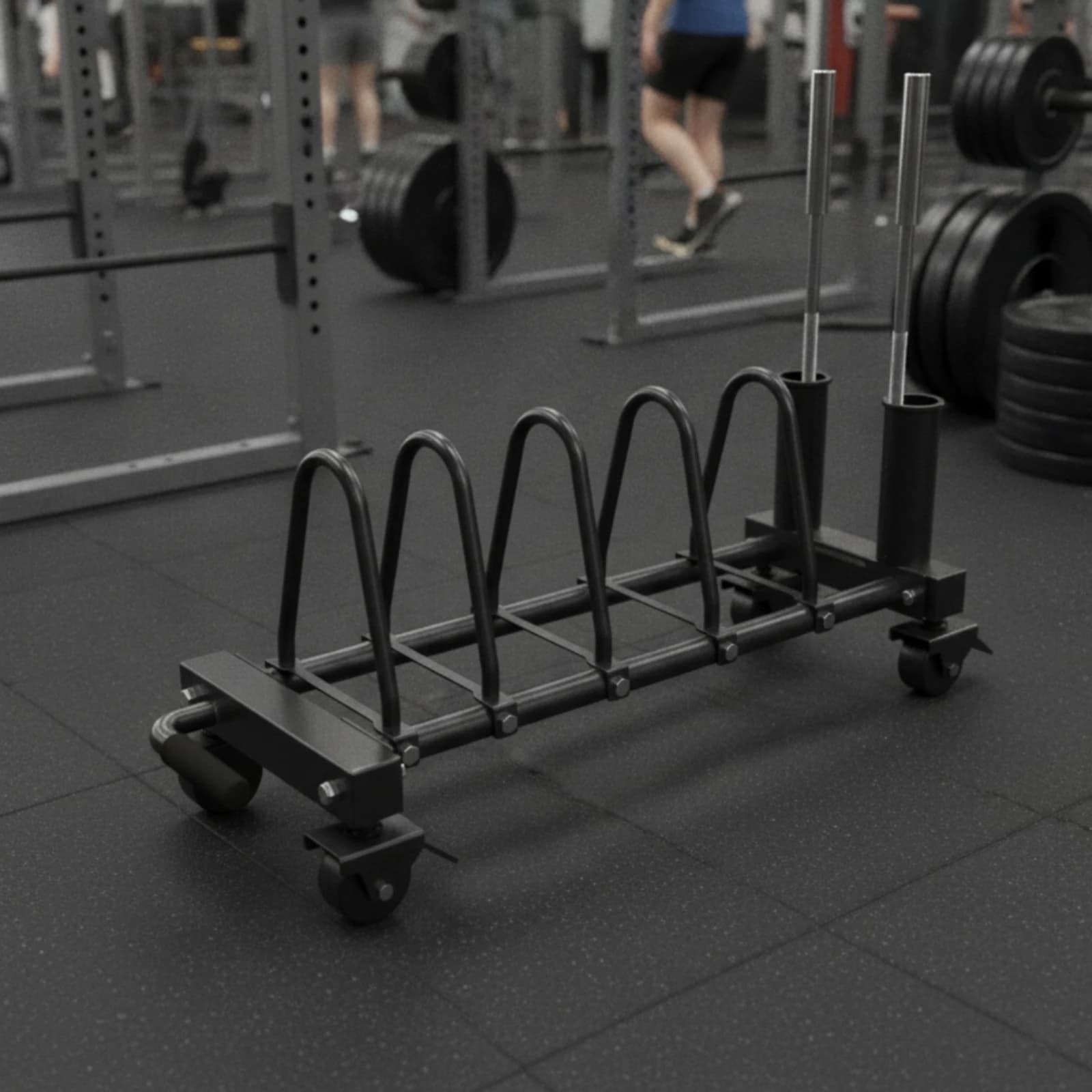 Weight Plate Storage Rack Caster Wheels Plate Storage Trolley Barbell Holder Trolley Matte Finish Heavy-Duty for Gym