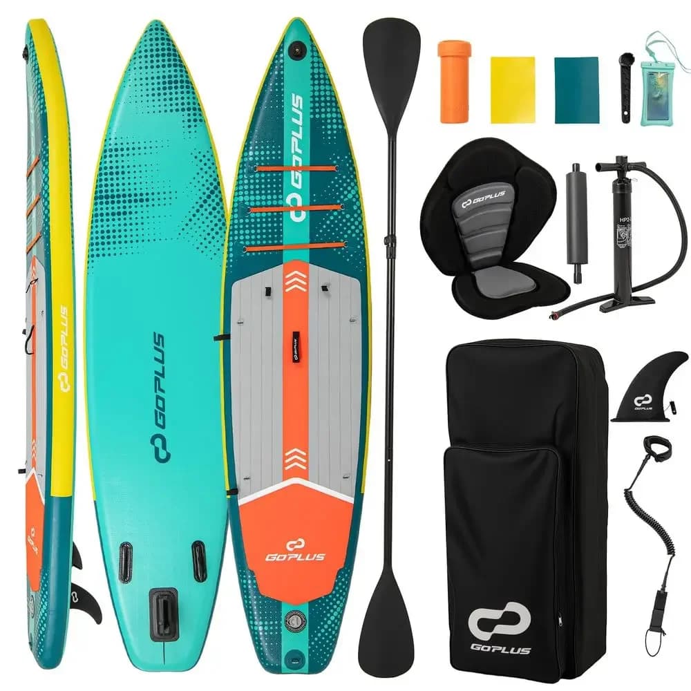 Tavola da Stand Up Paddle Gonfiabile per Adulti, SUP da 11FT con Sedile Kayak Premium, Pagaia Regolabile, Leash, Pompa Manuale, Kit di Riparazione, Wa