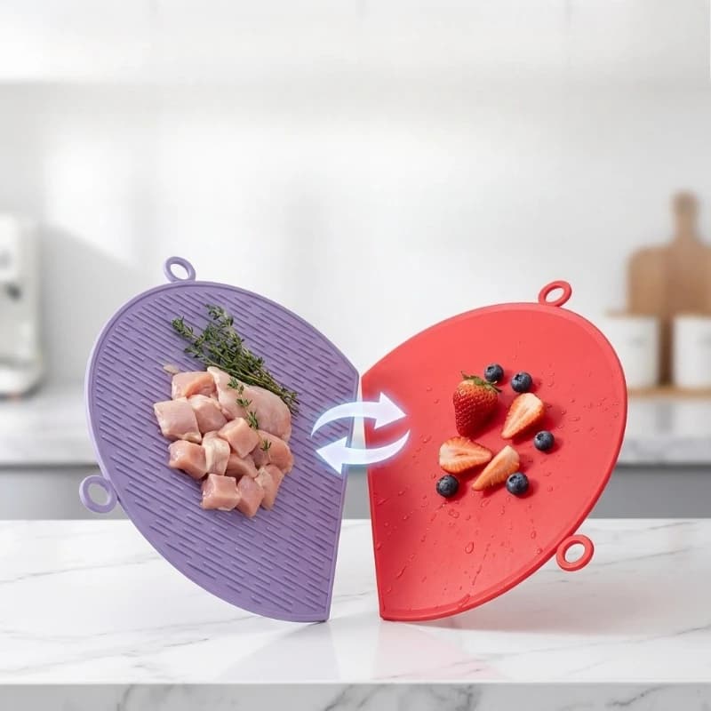 New Non-Slip Dura Kitchen Tpu Cutting Board, Round Flexible Bendable Design, Dishwasher Safe, Ideal for Kitchen & Restaurant Use