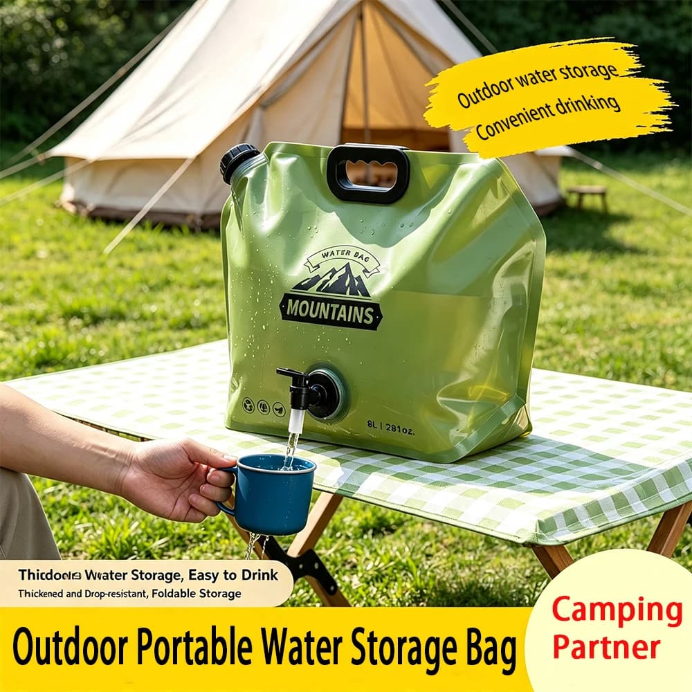 8L Foldable Outdoor Water Storage Bag with Rotatable Tap Spout Leak‑Proof Food‑Grade Water Container