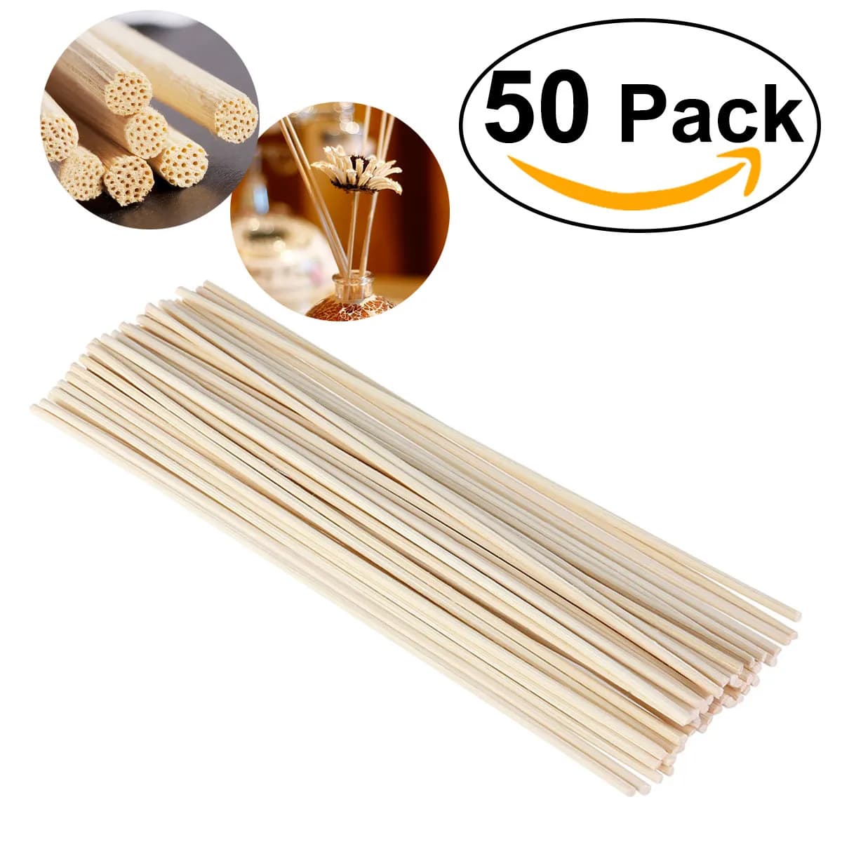 50Pcs 24Cm Wooden Reed Diffuser Sticks Natural Rattan Oil Absorbing Aroma for Living Space Fragrance Diffusers