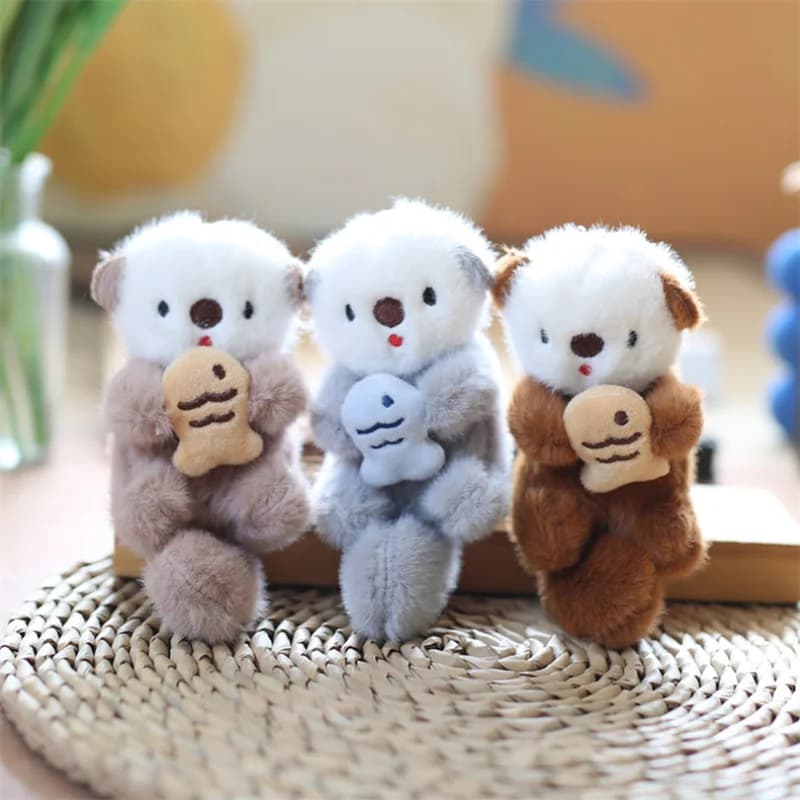 1Pc sea otter Plush Doll Keychain Stuffed Design Toys Cartoon Cute Animal Plush Toy Plush Key Ring Bag Pendant