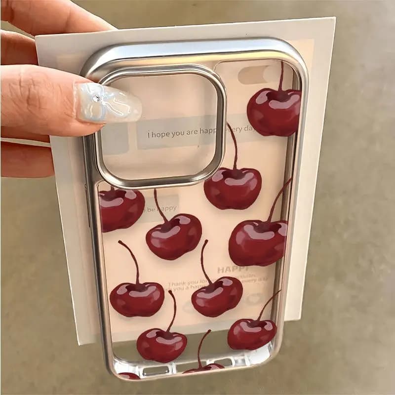 Custodia per telefono Red Cherry per iPhone 16 15 14 13 12 11 Pro Max 13 12Mini XS XR 7 8Plus SE 2022 Custodia protettiva Custodia morbida