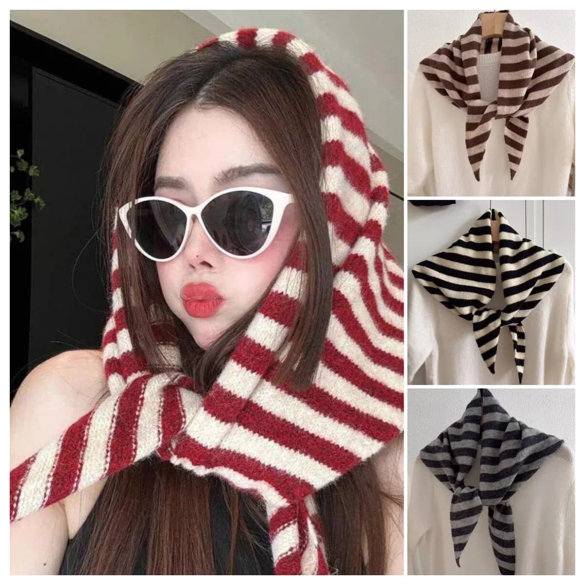 Sciarpa a triangolo britannica Sciarpa primaverile da donna Comoda delicata dolce versione coreana Protezione per il collo Piccola sciarpa