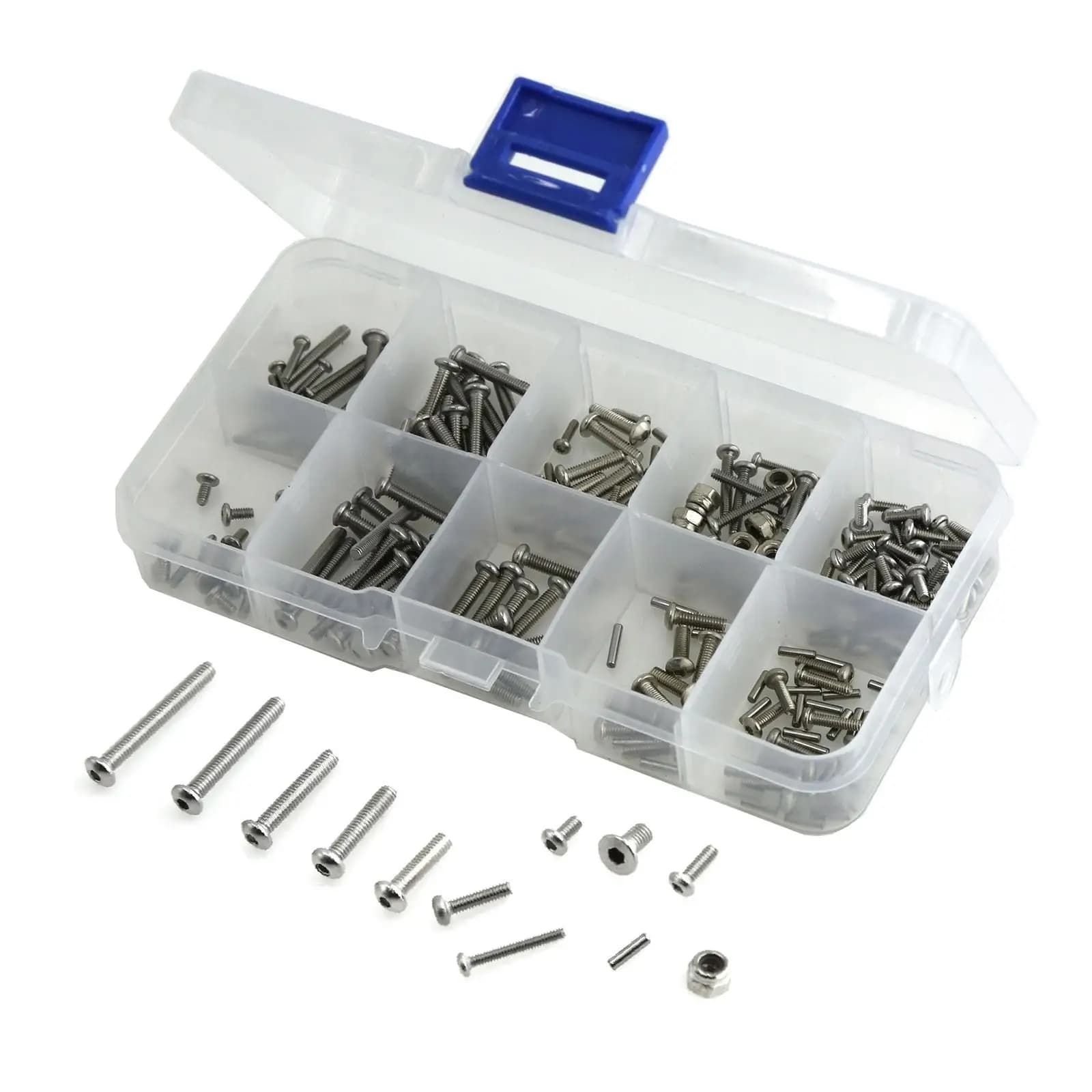 RC Car Screws Kits with Storage Box Stainless Steel Hardware Fastener Screws Nut RC Car Hex Screws Set DIY Accessory for TRX4M