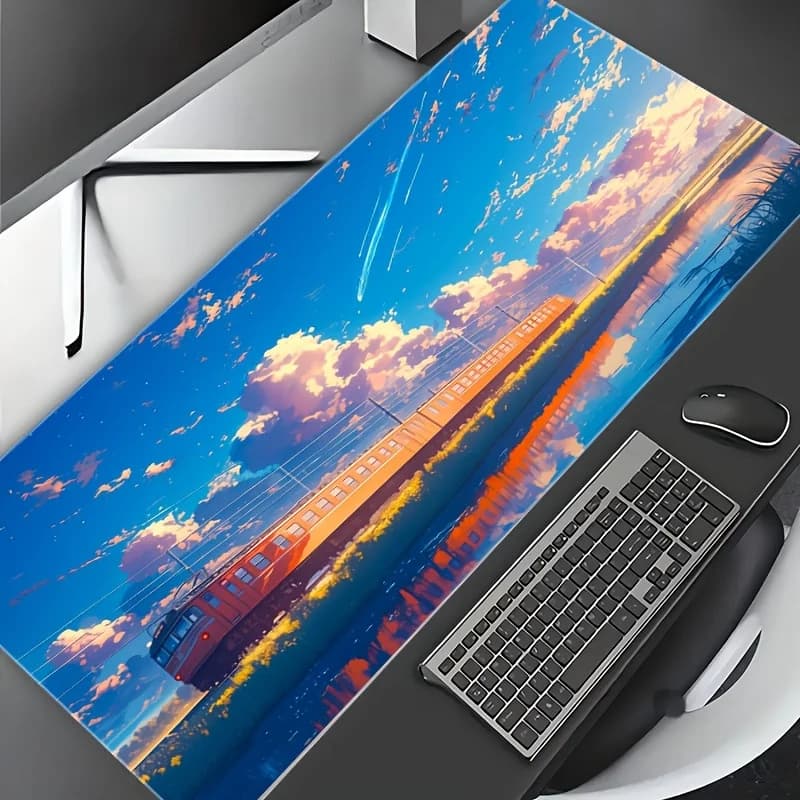 Tappetino per Mouse da Gaming Extra Large con Motivo Anime e Bordi Cuciti, Base in Gomma Antiscivolo per Tastiera e Ufficio