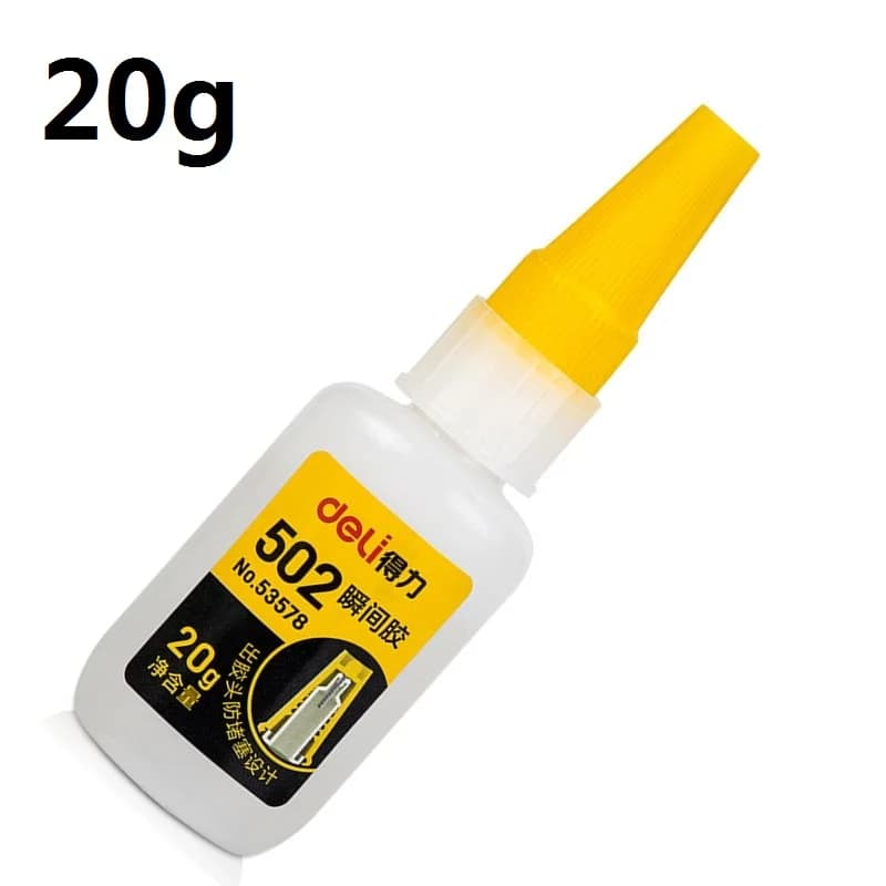 Deli 20g colla liquida Super forte 502 Fast Dry Bond adesivo riparazione pelle gomma metallo legno ceramica strumento Gel per unghie