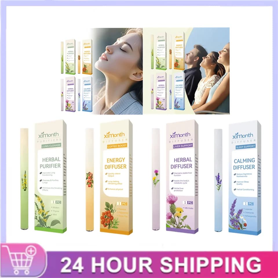 1/3/4 pz Smettere di Fumare Pulmonare Pulizia Aspiratore Nasale Migliorare Il Sonno Melatonina Diffusione Penna Miscela di Erbe Diffusore set