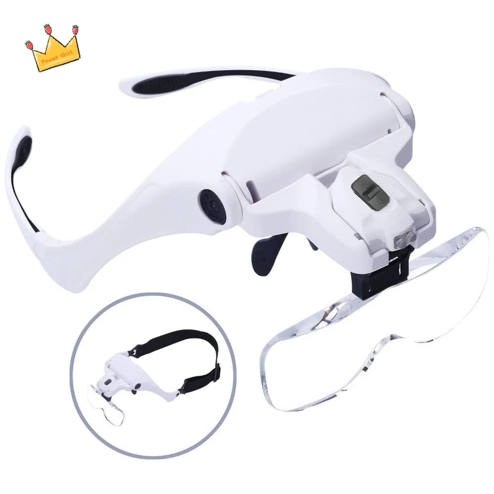 Adjustable LED Light Headband Magnifier Glasses Professional Multiple lenses Headlamp for Eyelash Grafting Eyebrow Tattoo