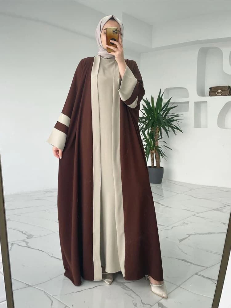 Eid Muslim and Abaya Dress for Women Set of 2 pieces Muslim Ensembles Morocco Ramadan Caftano Abaya Caftano Dubai Arab Long Dress 2024