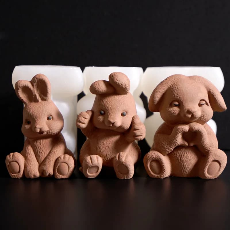 Bunny Silicone Candle Molds DIY Scented Animal Dog Soap Candle Silica Mould Craft Ornament Plaster Epoxy Resin Mold