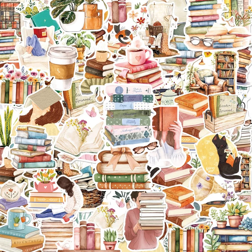 10/30/50pcs Libri di acquerello vintage Adesivi per cartoni animati Lette Graffiti Decalcomanie Valigia fai da te Notebook portatile Adesivo impermeabile carino