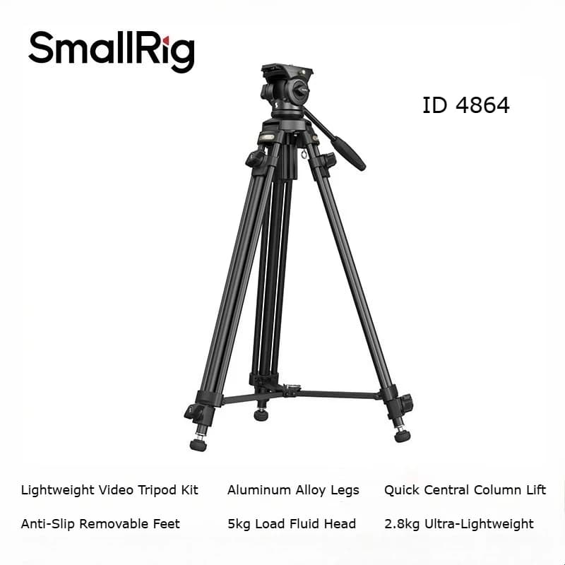 SmallRig Lightweight Video Tripod Kit AD-50 Lite Camcorder Camera Tripod Load up to 5kg with QR Plate 360° Fluid Head Lift Rope